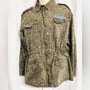 Vintage Havana 1954 Utility Military Style Leopard- Camouflage & Denim Jacket M